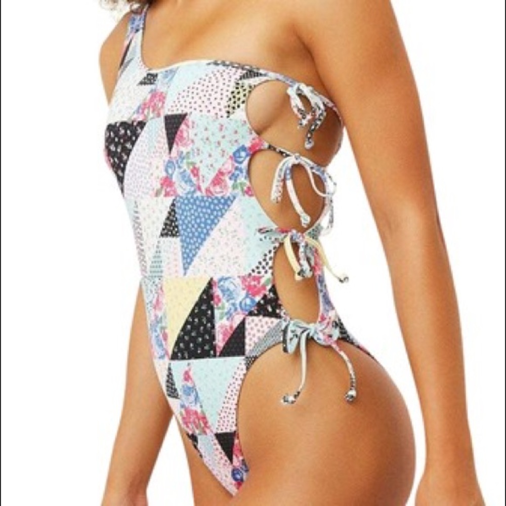 Frankie's Bikinis Multicolor Patchwork One Piece - image 1